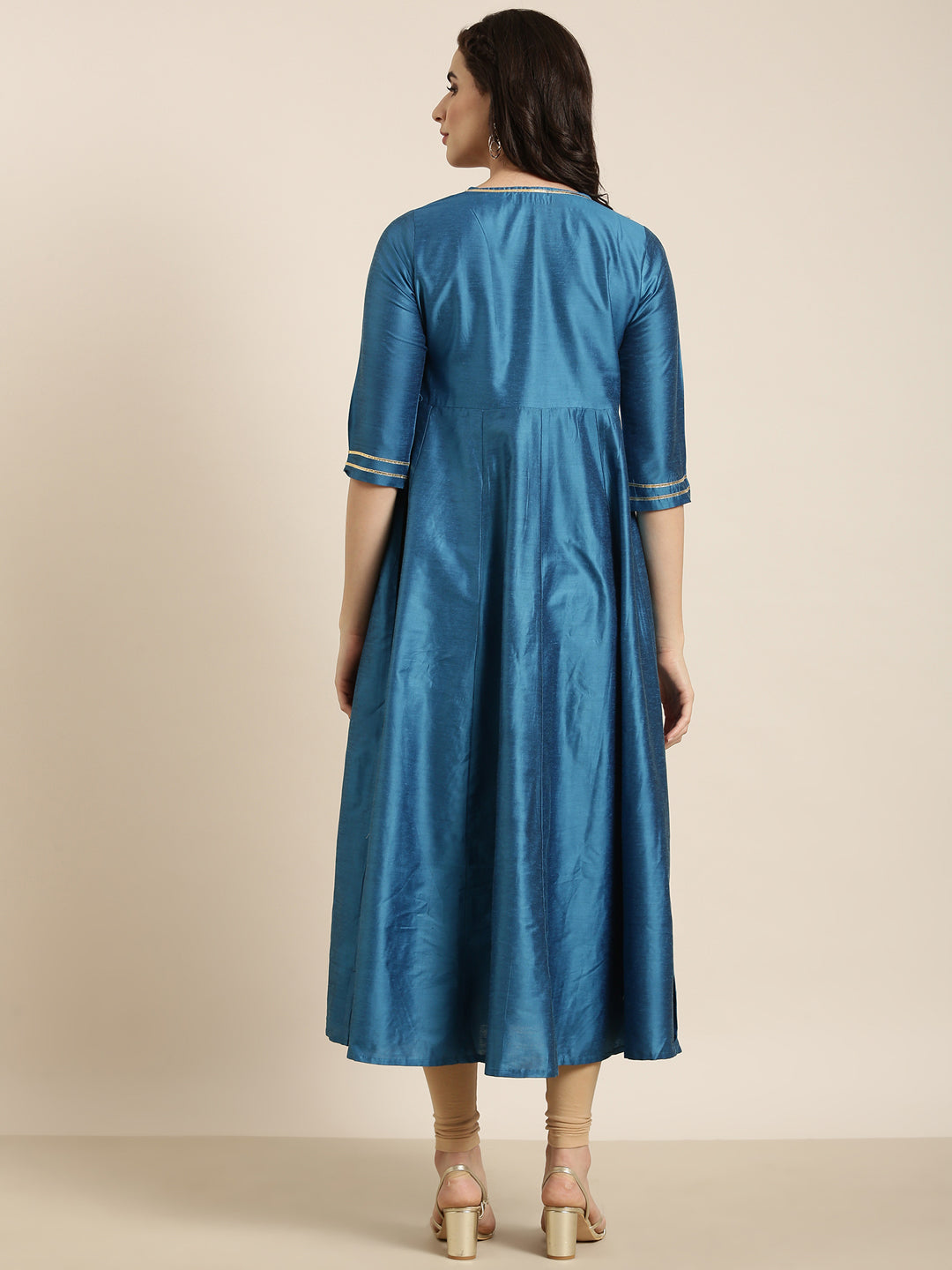 Women Anarkali Blue Solid Kurta