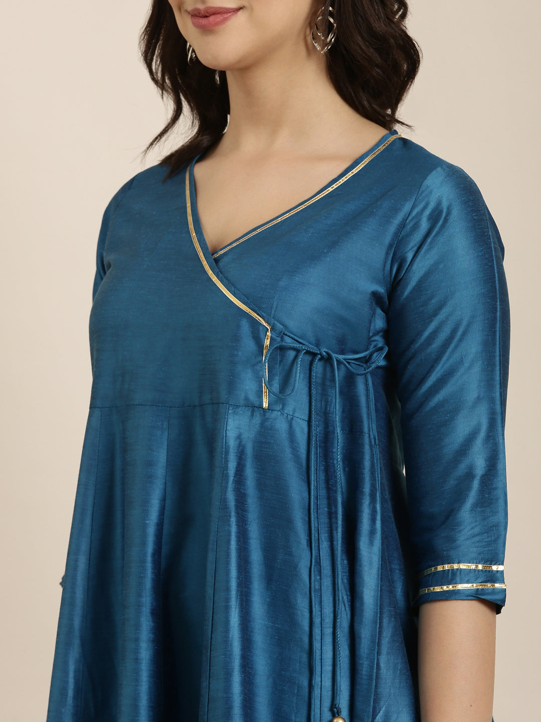 Women Anarkali Blue Solid Kurta