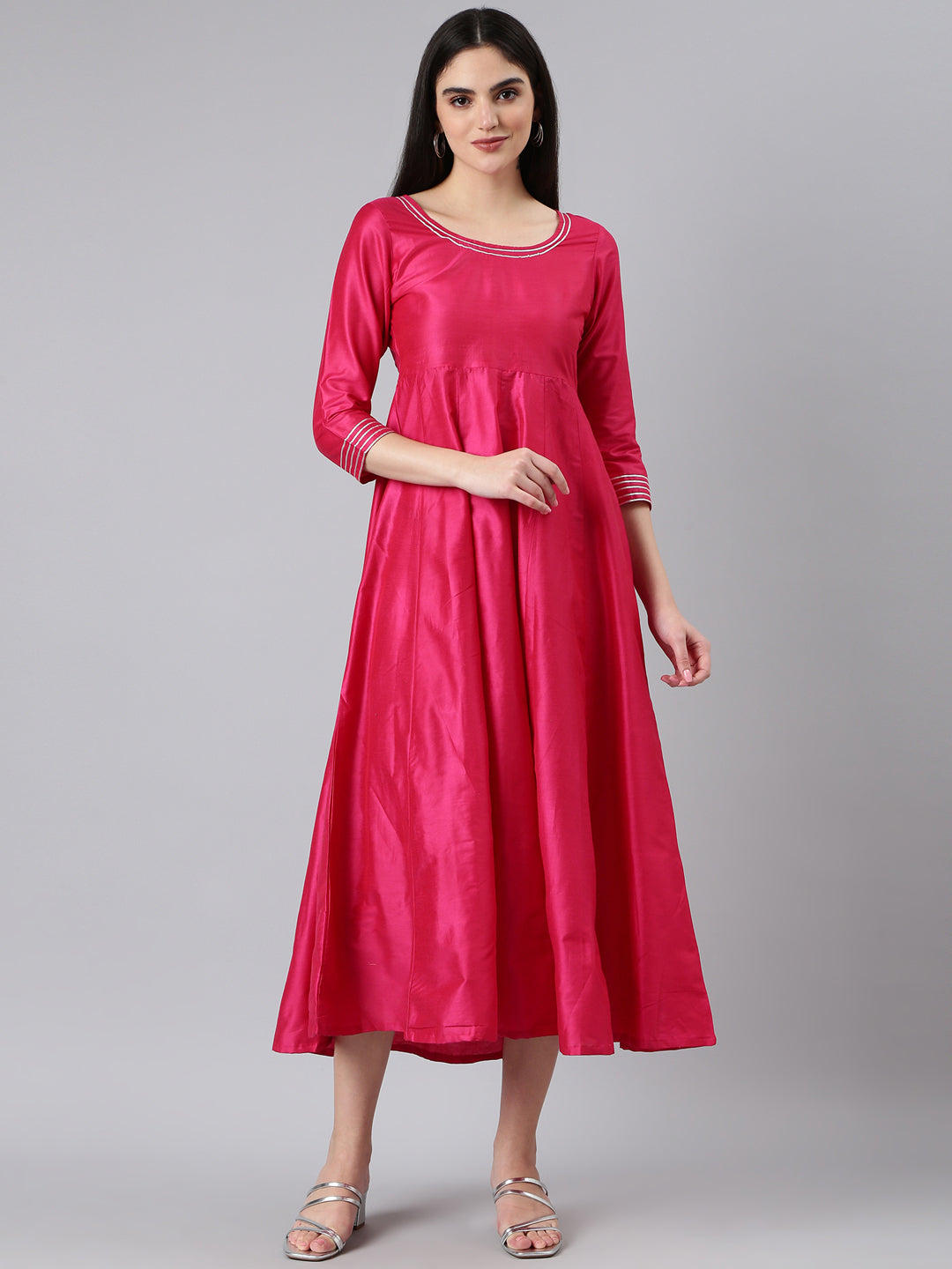 Women Pink Solid Empire Kurta