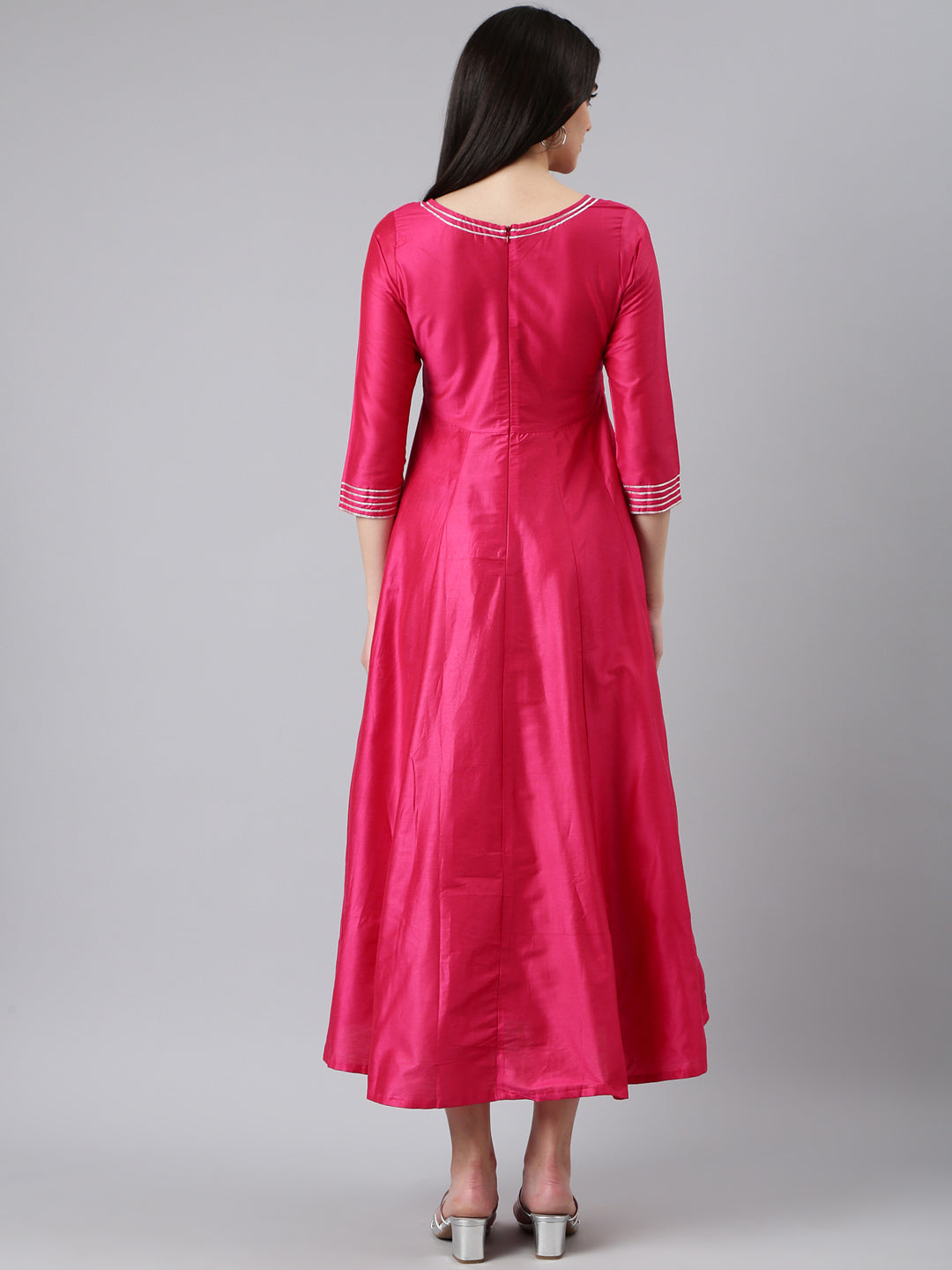 Women Pink Solid Empire Kurta