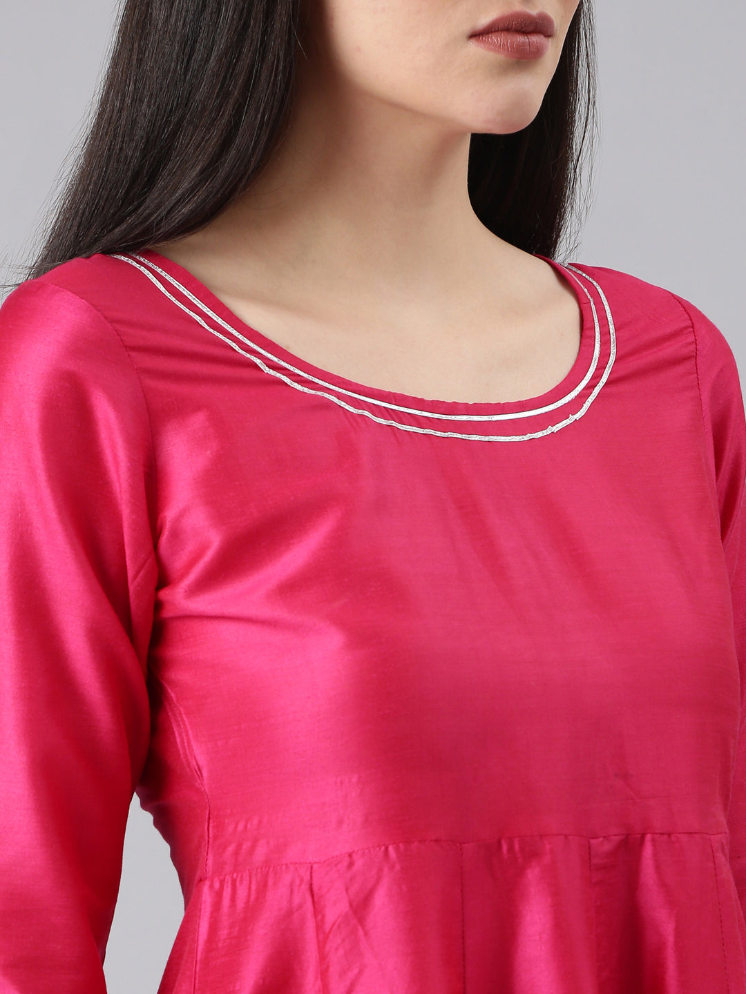 Women Pink Solid Empire Kurta