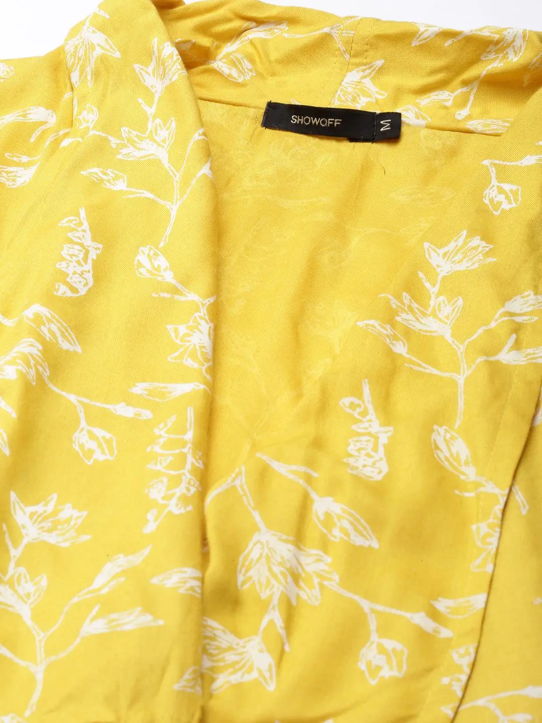 Women's Yellow Floral Straight Kurti