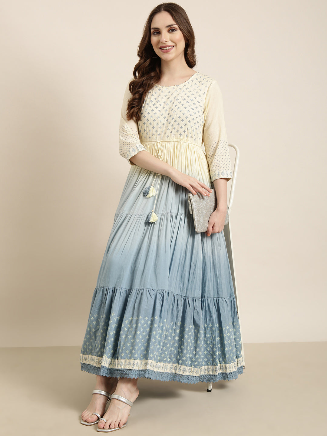 Women Anarkali Yellow Ethnic Motifs Kurta