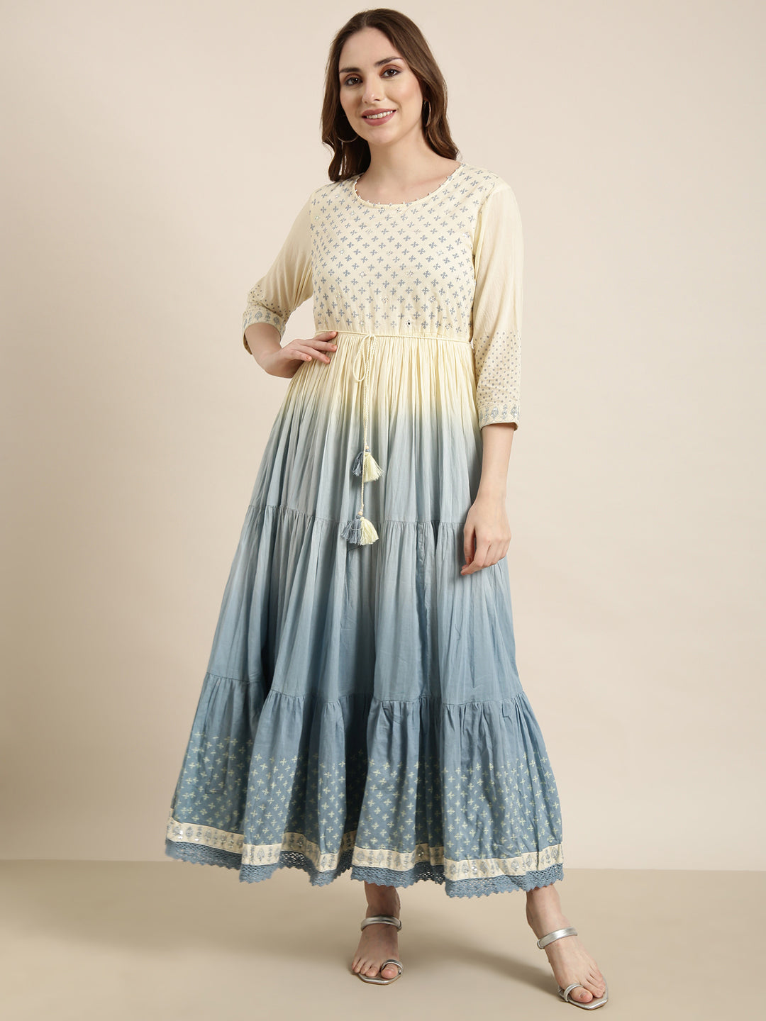 Women Anarkali Yellow Ethnic Motifs Kurta