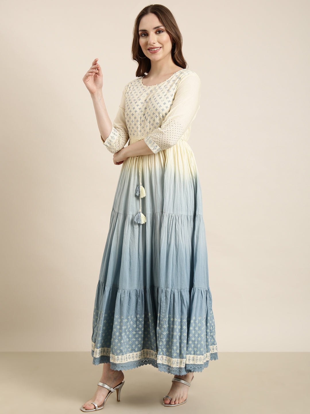 Women Anarkali Yellow Ethnic Motifs Kurta