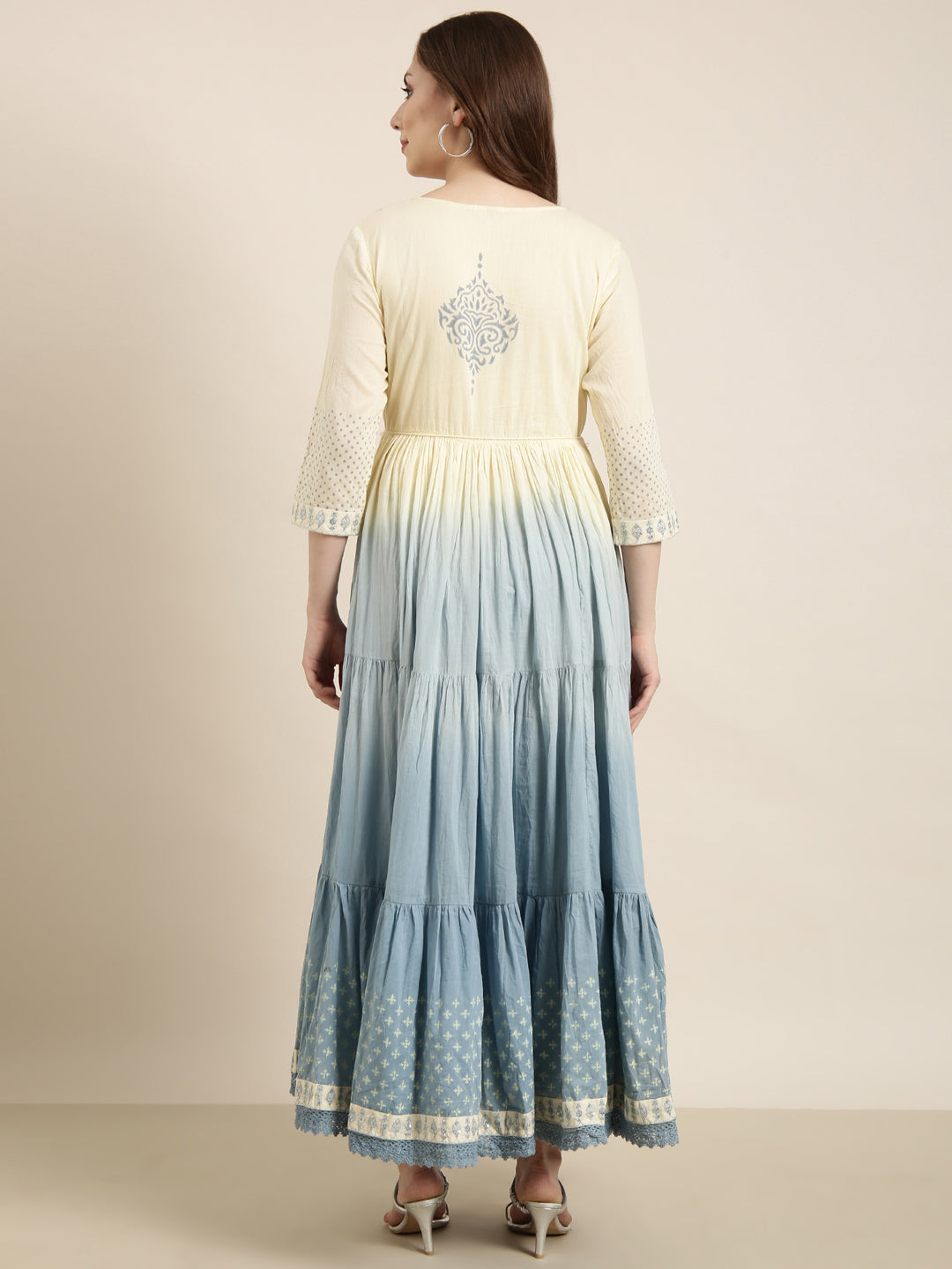 Women Anarkali Yellow Ethnic Motifs Kurta