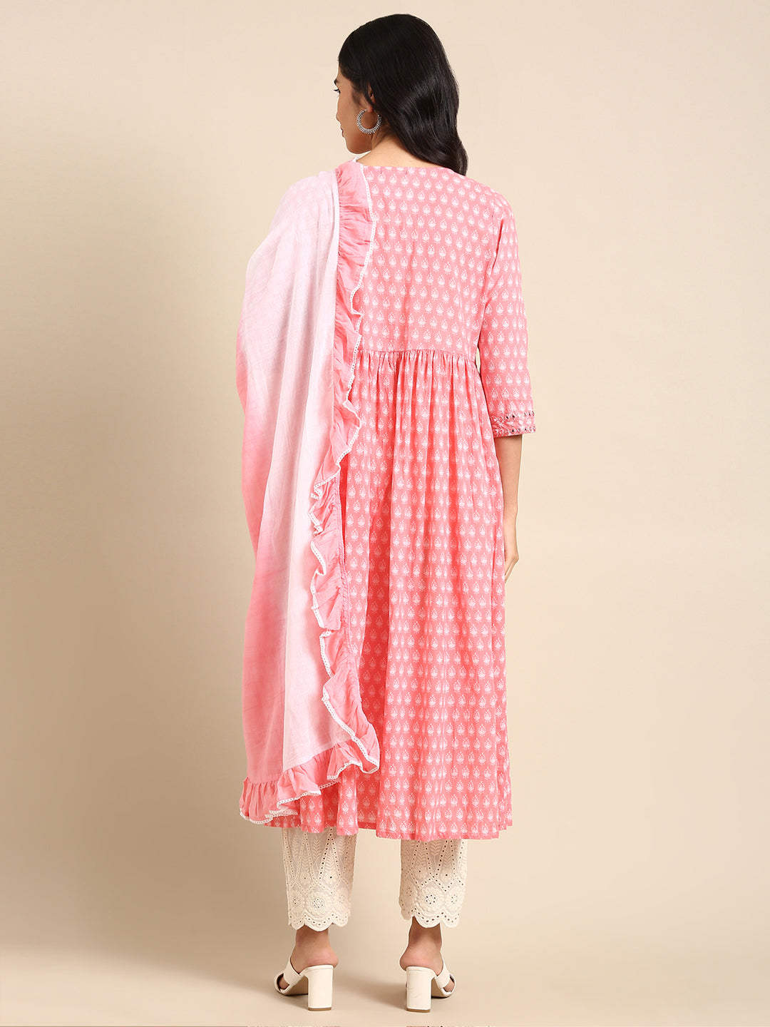 Women's Pink Printed Anarkali Kurta