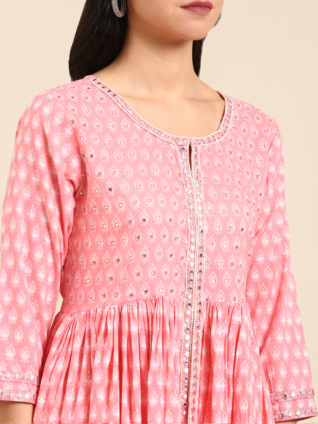 Women's Pink Printed Anarkali Kurta