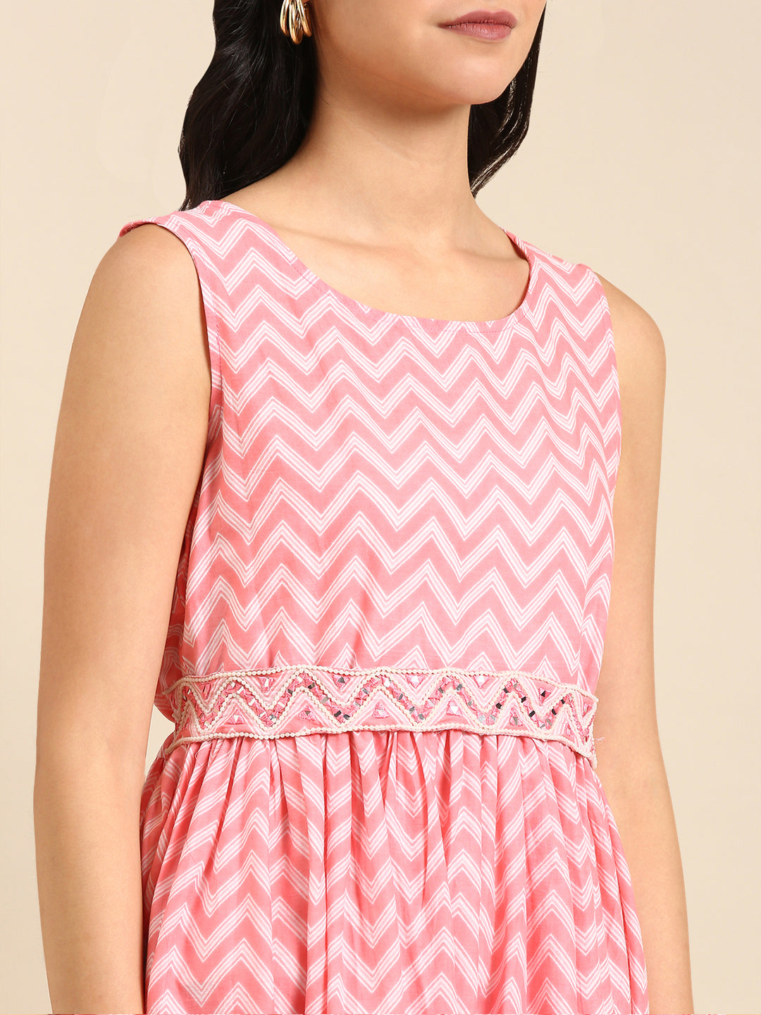 Women's Pink Printed Anarkali Kurta