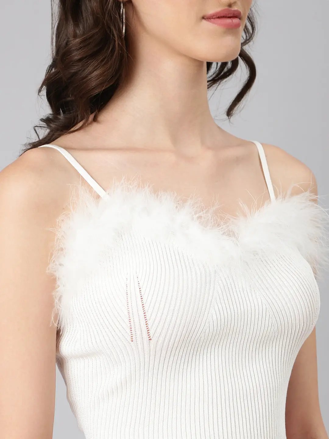 Women's Off White Solid Bralette Crop Top