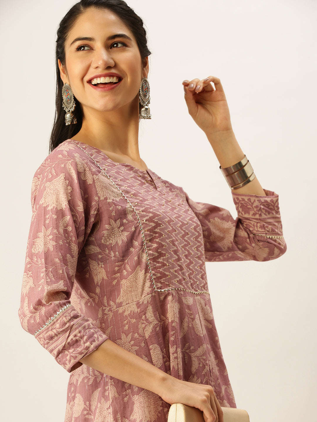 Women's Mauve Printed Kurta Sets