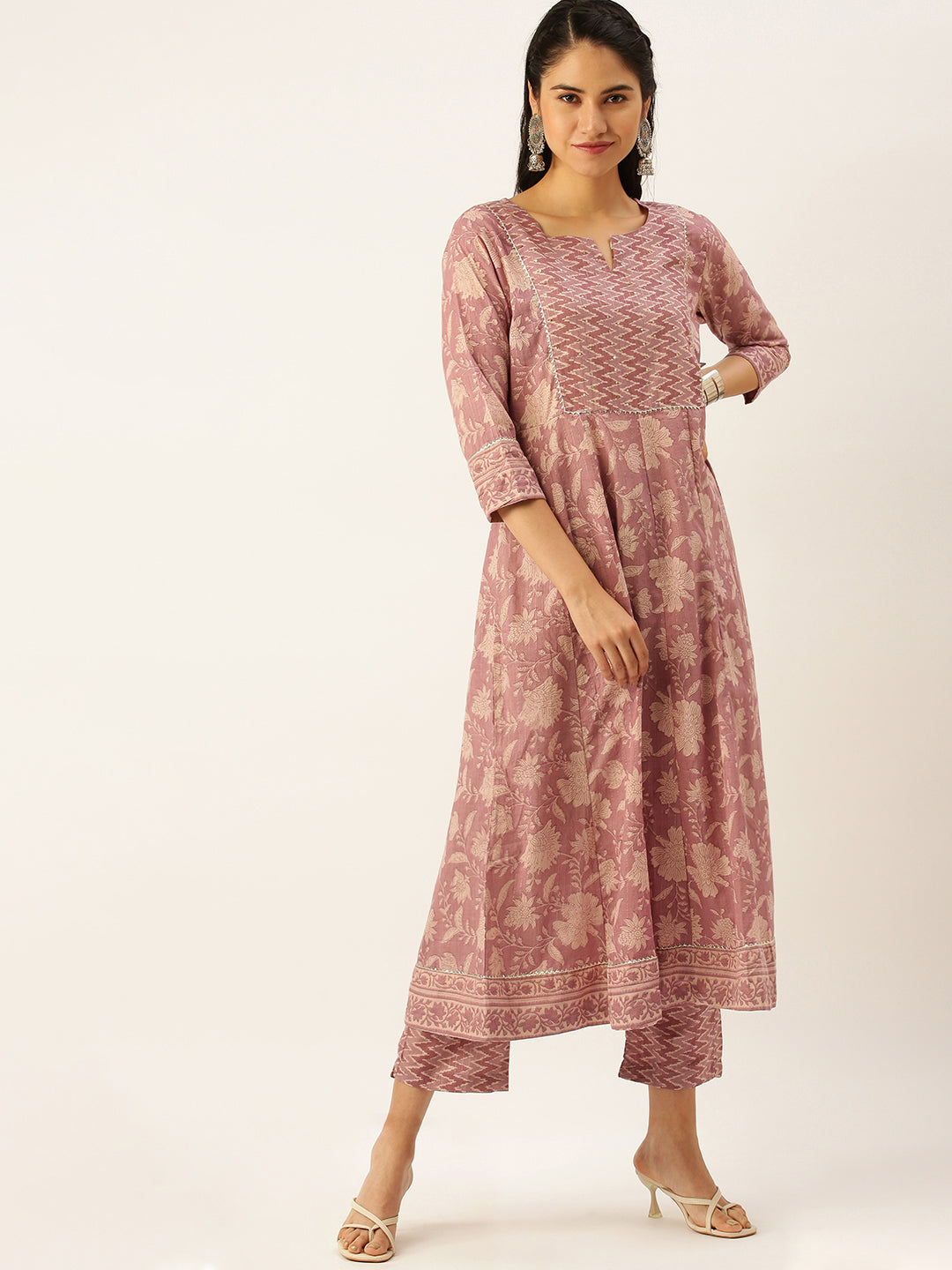 Women's Mauve Printed Kurta Sets