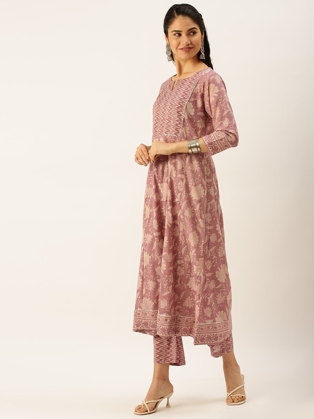 Women's Mauve Printed Kurta Sets