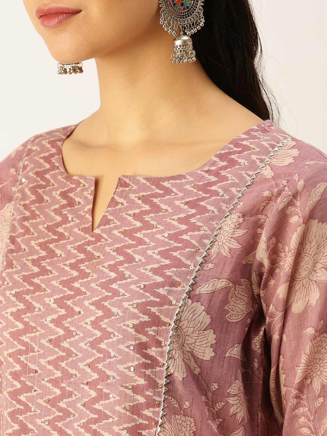 Women's Mauve Printed Kurta Sets