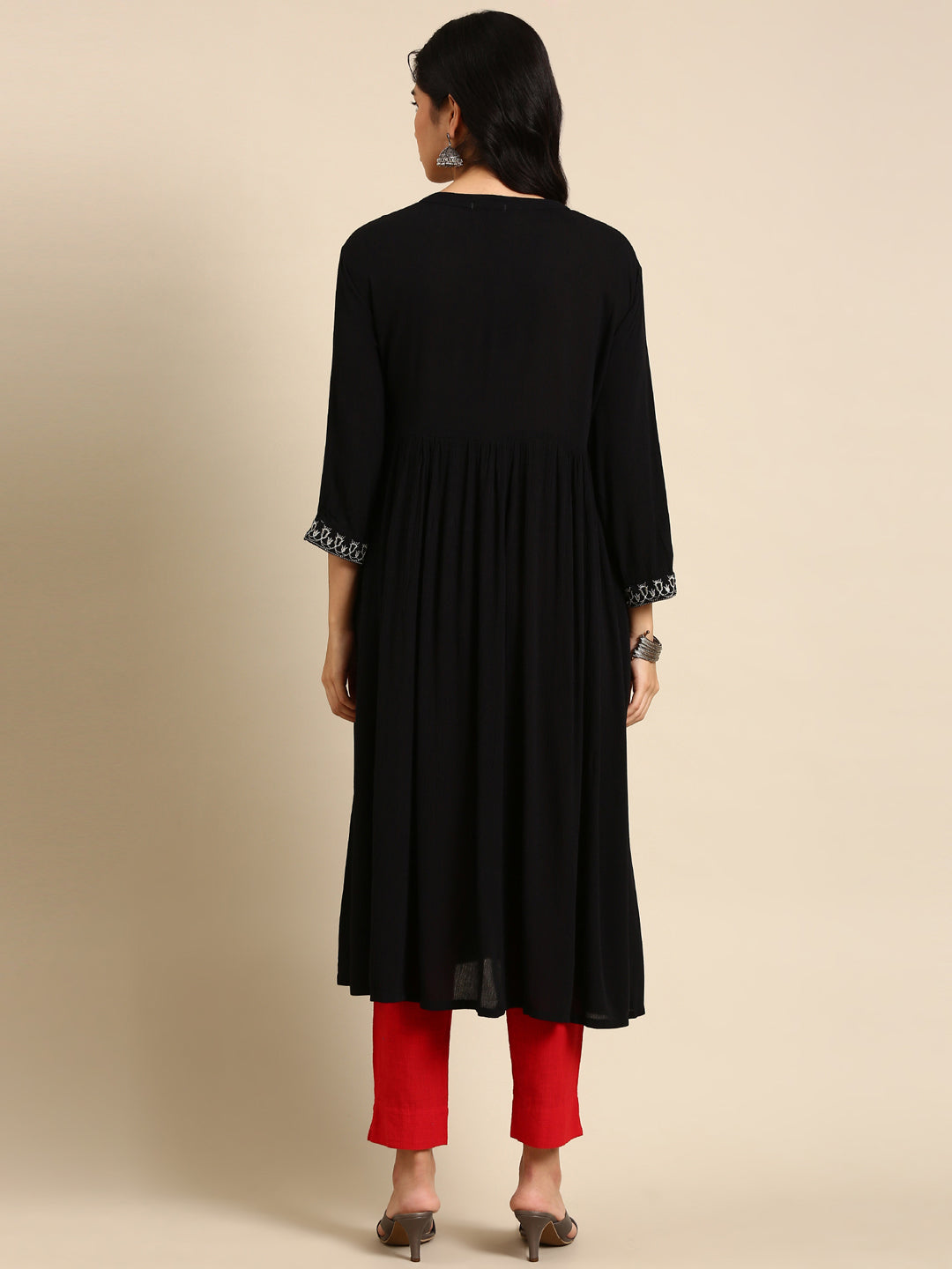 Women's Black Solid Anarkali Kurta