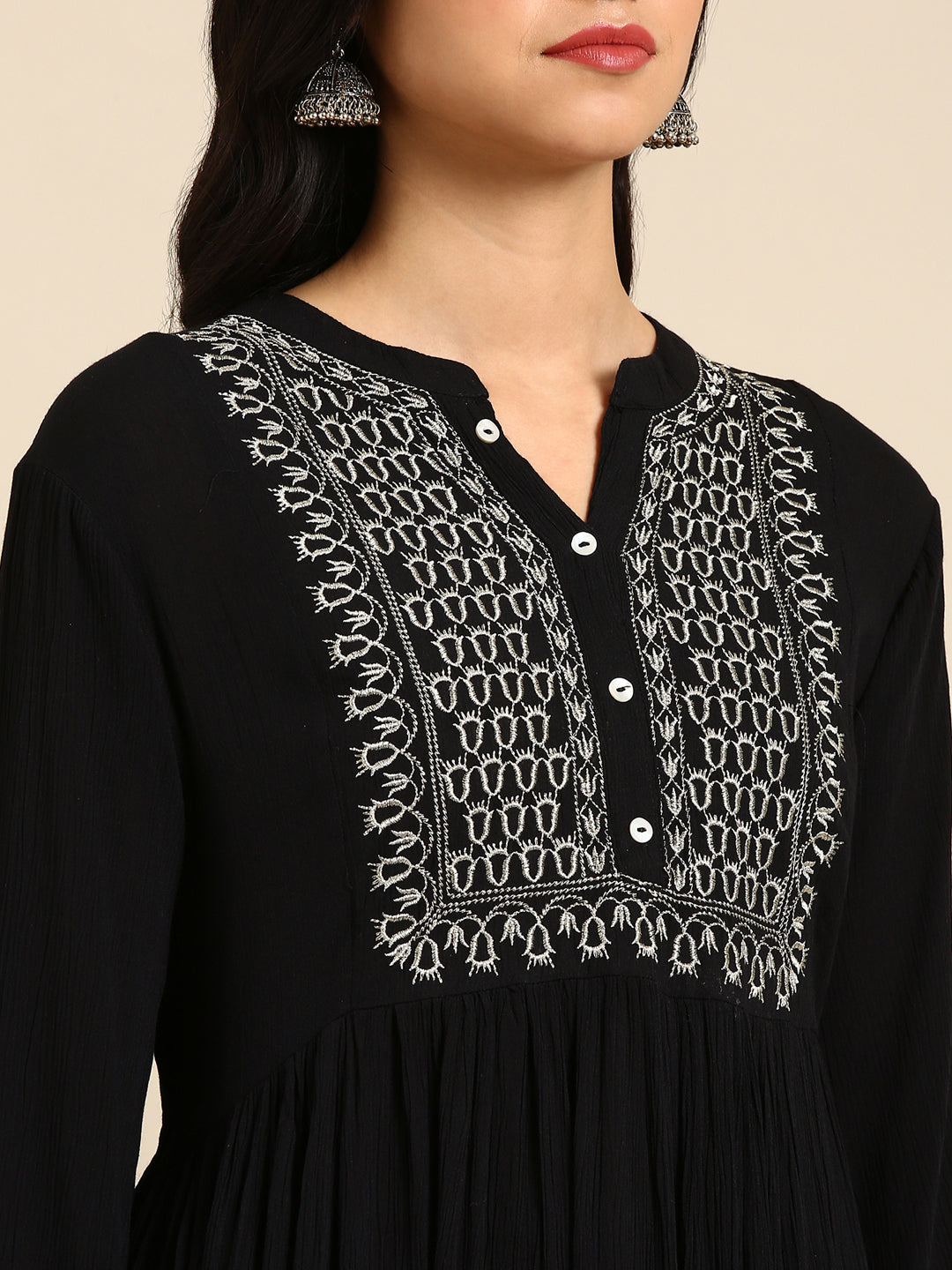 Women's Black Solid Anarkali Kurta