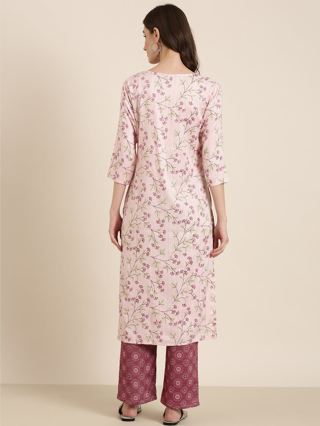 Women Pink Floral Kurta Set