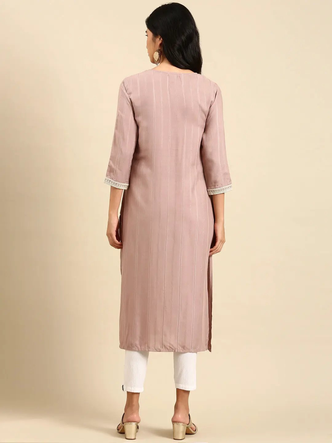 Women's Purple Solid Straight Kurta