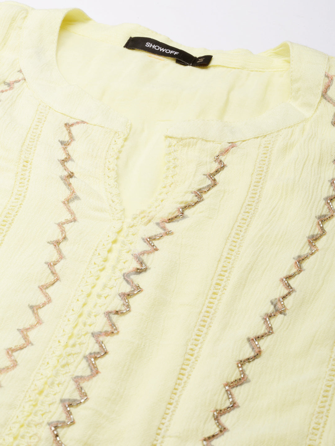 Women's Yellow Floral A-Line Kurta