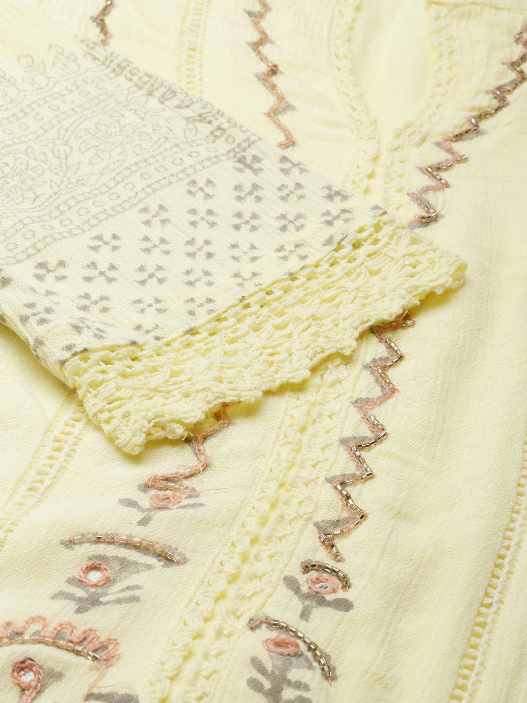 Women's Yellow Floral A-Line Kurta