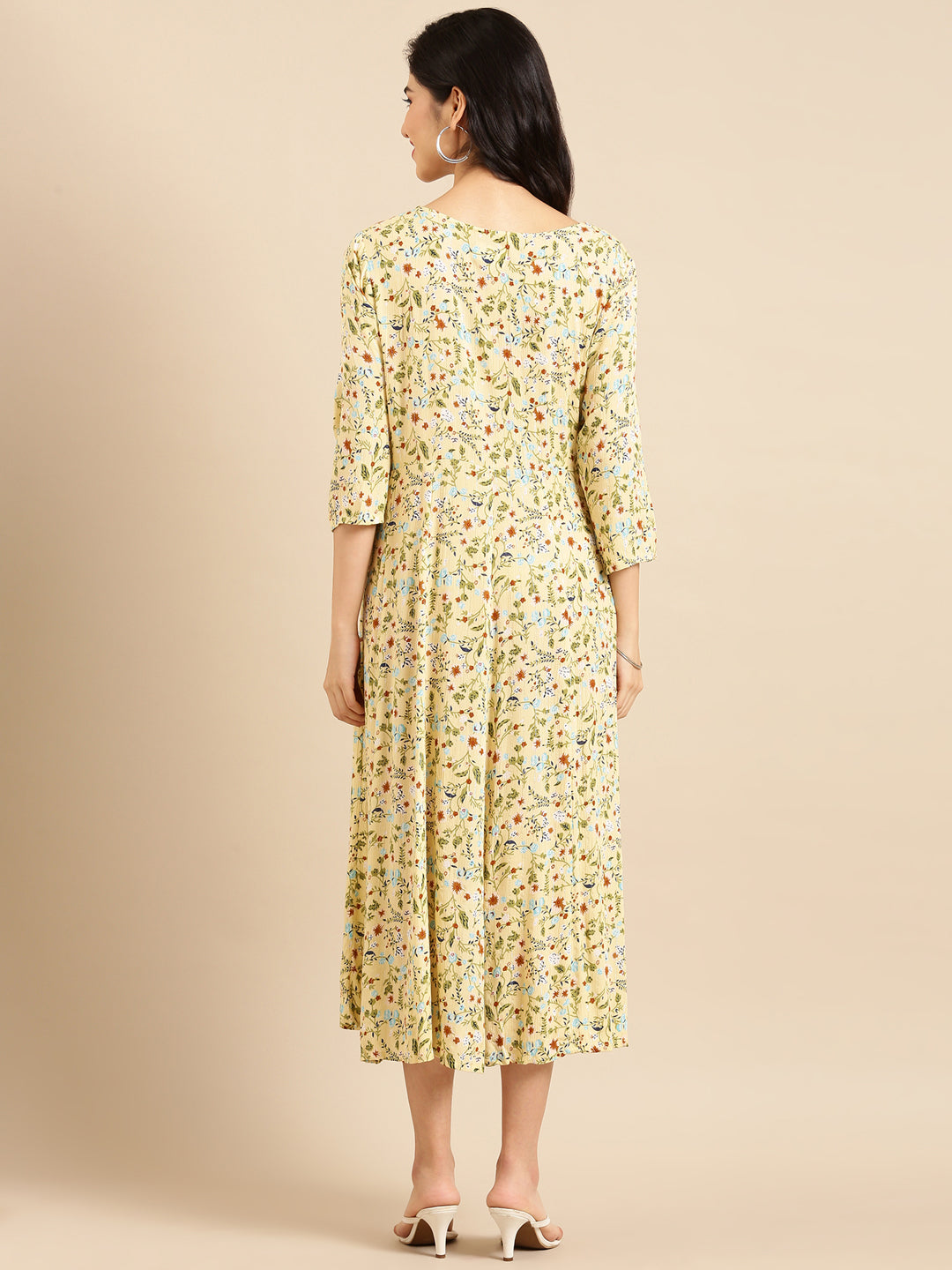 Women's Yellow Printed A-Line Kurta