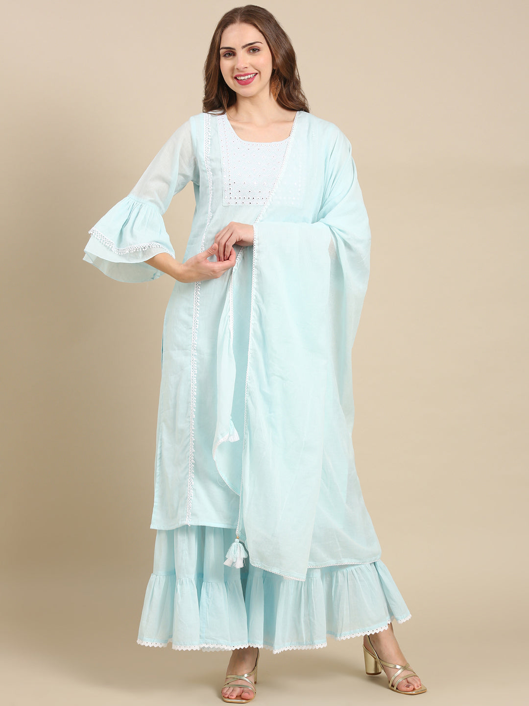 Women's Blue Solid Kurta Set