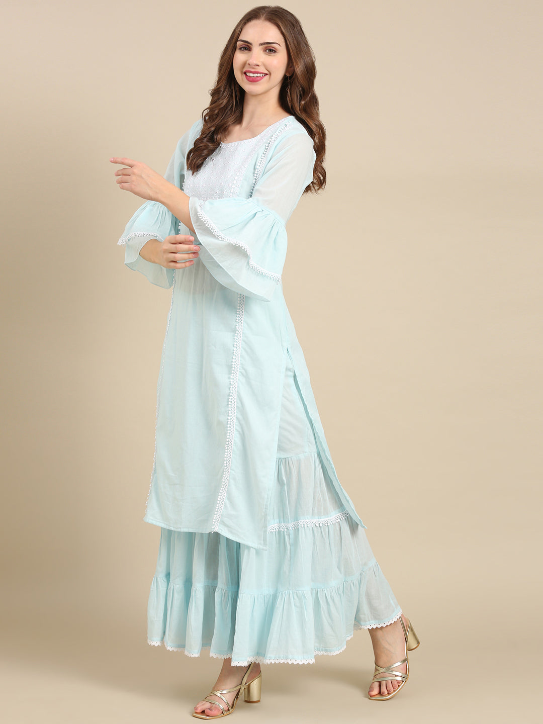 Women's Blue Solid Kurta Set