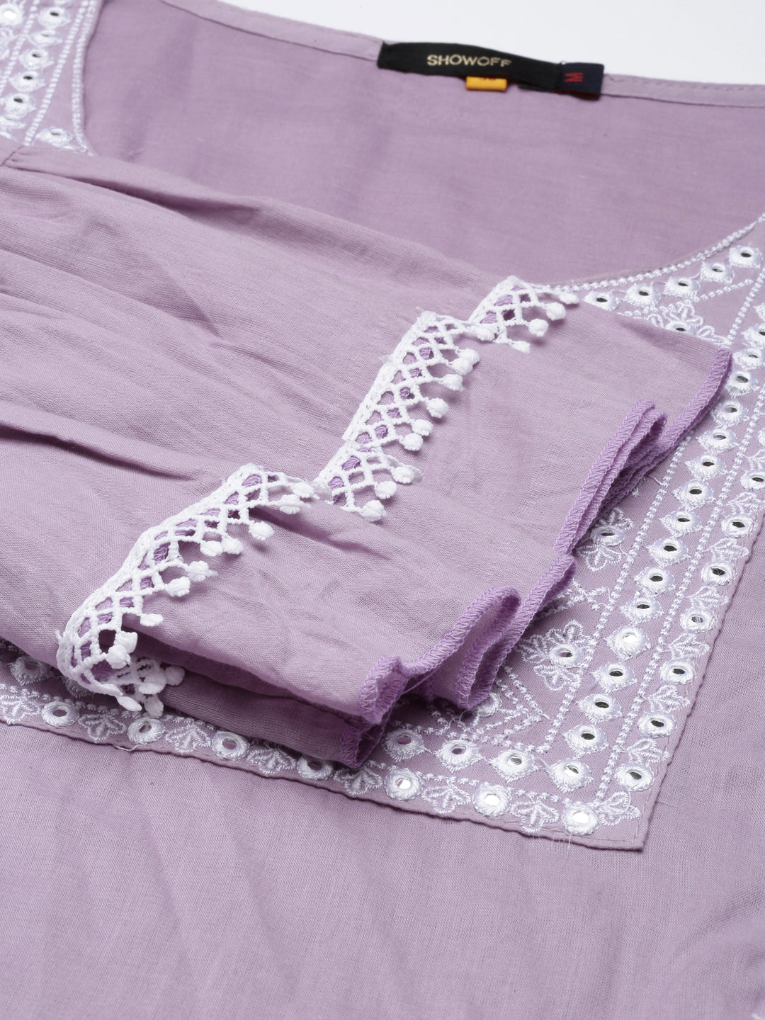 Women Lavender Solid Kurta Set