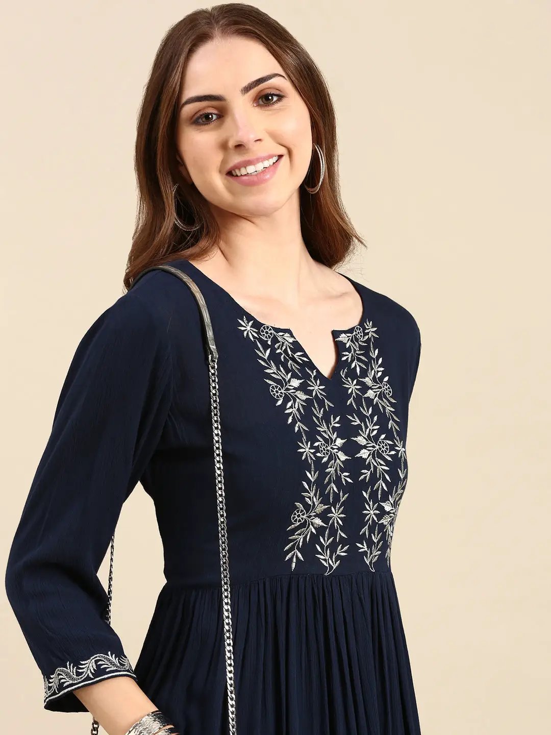 Women's Teal Solid Anarkali Kurta