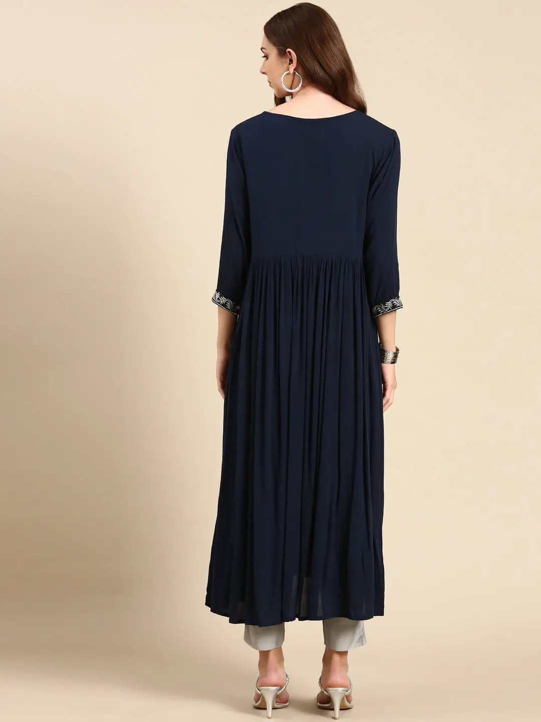 Women's Teal Solid Anarkali Kurta