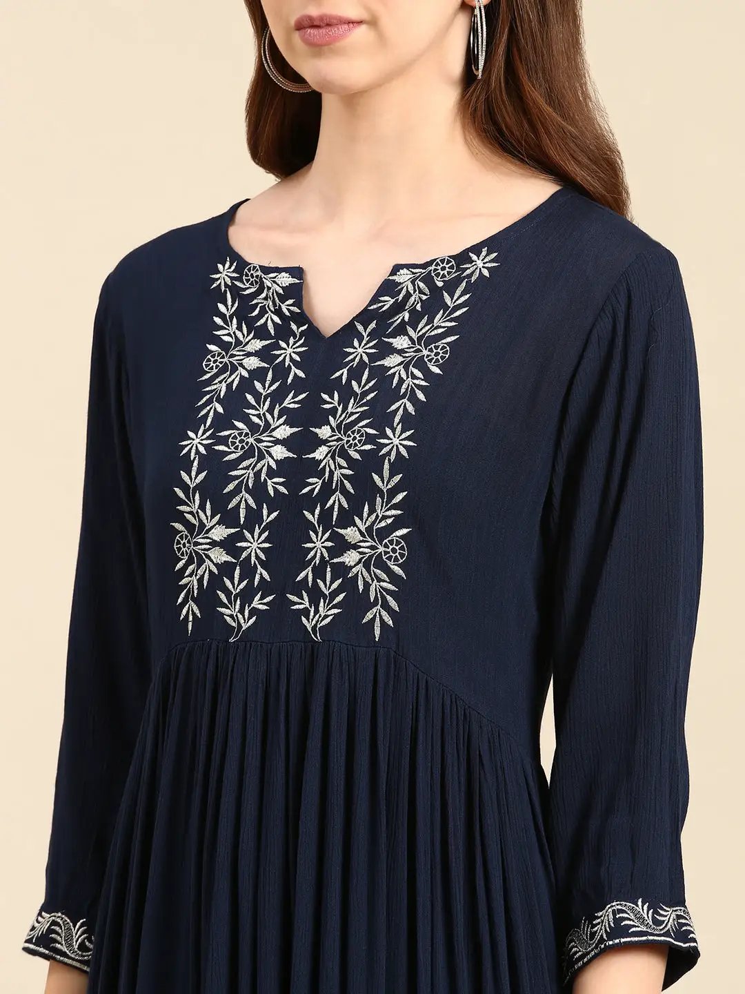 Women's Teal Solid Anarkali Kurta