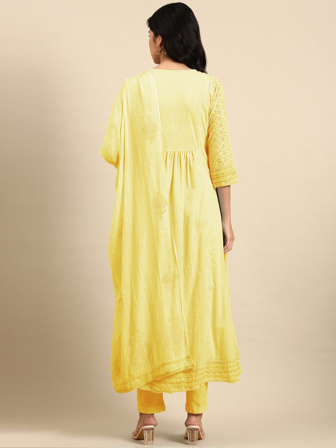 Women's Yellow Embroidered Kurta Set