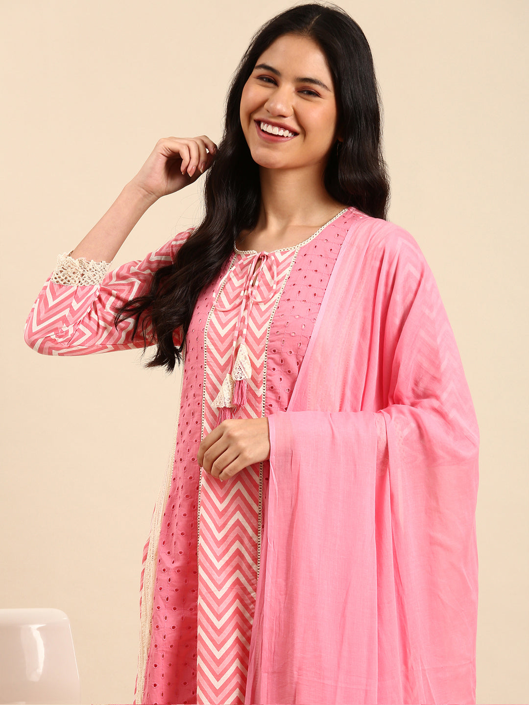 Women's Pink Printed Kurta Set