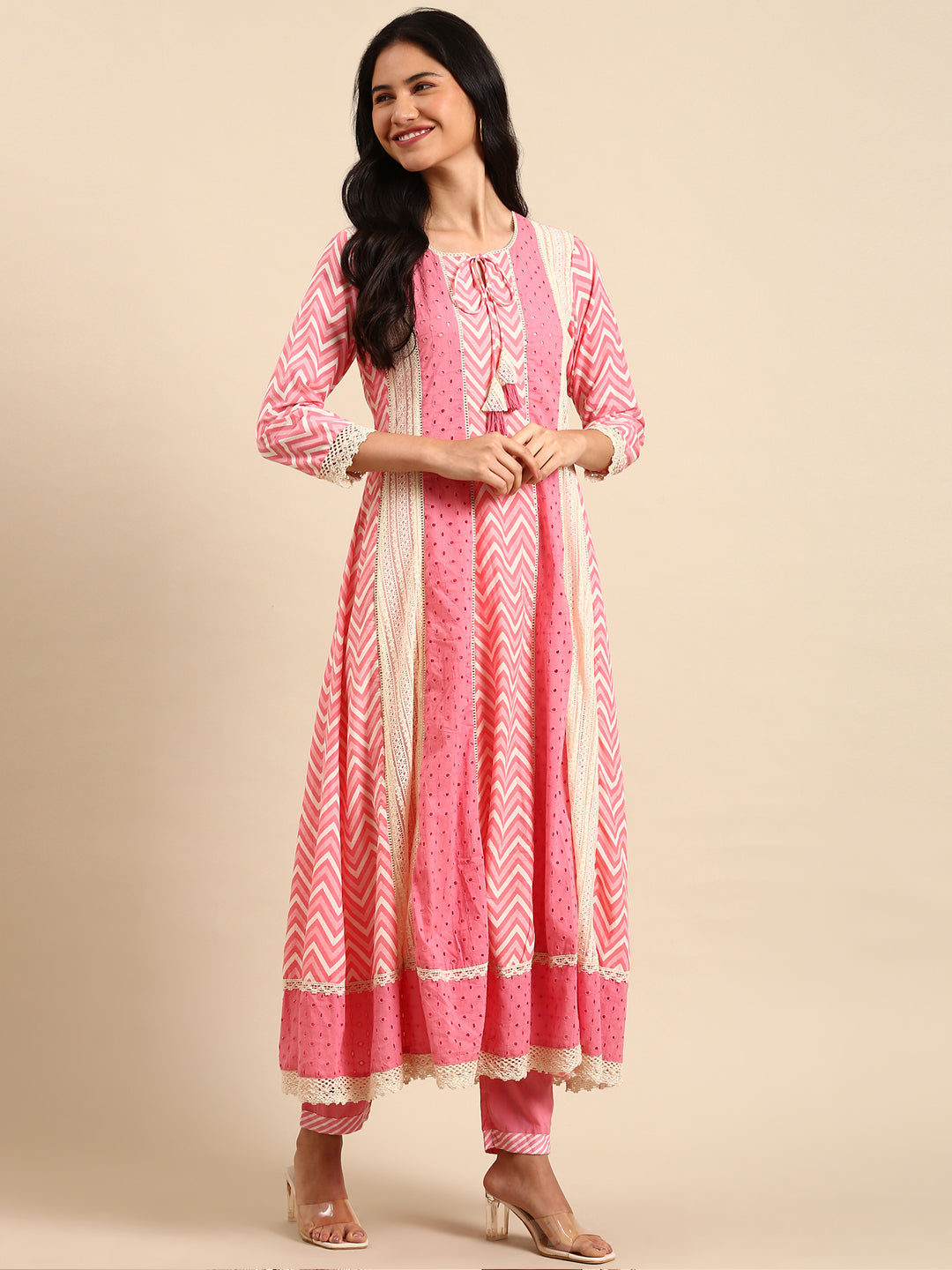 Women's Pink Printed Kurta Set