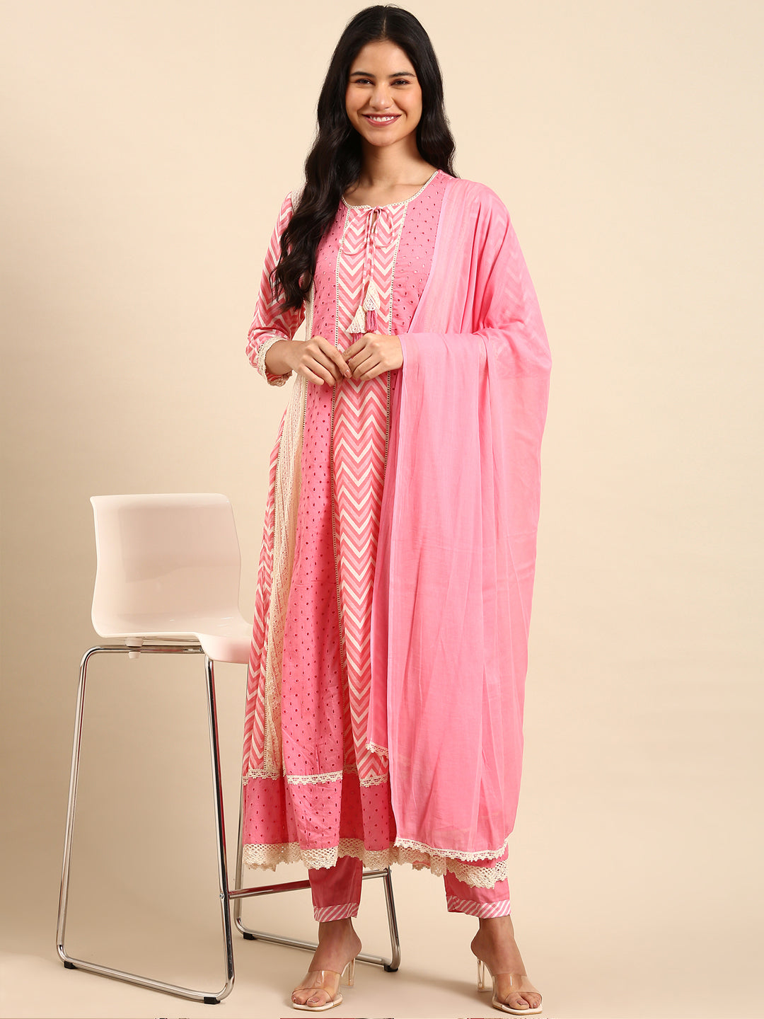 Women's Pink Printed Kurta Set