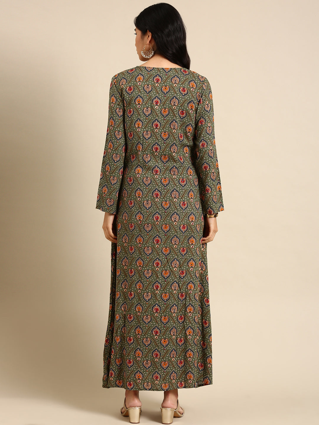 Women's Green Printed Anarkali Kurta