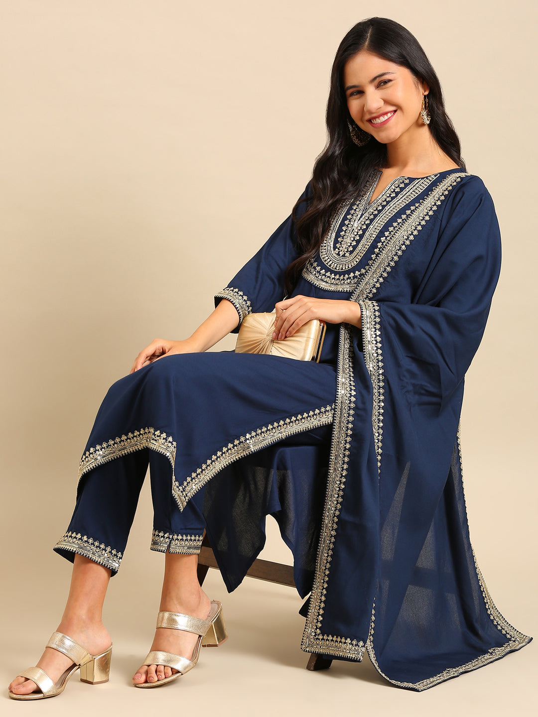 Women's Teal Solid Kurta Set