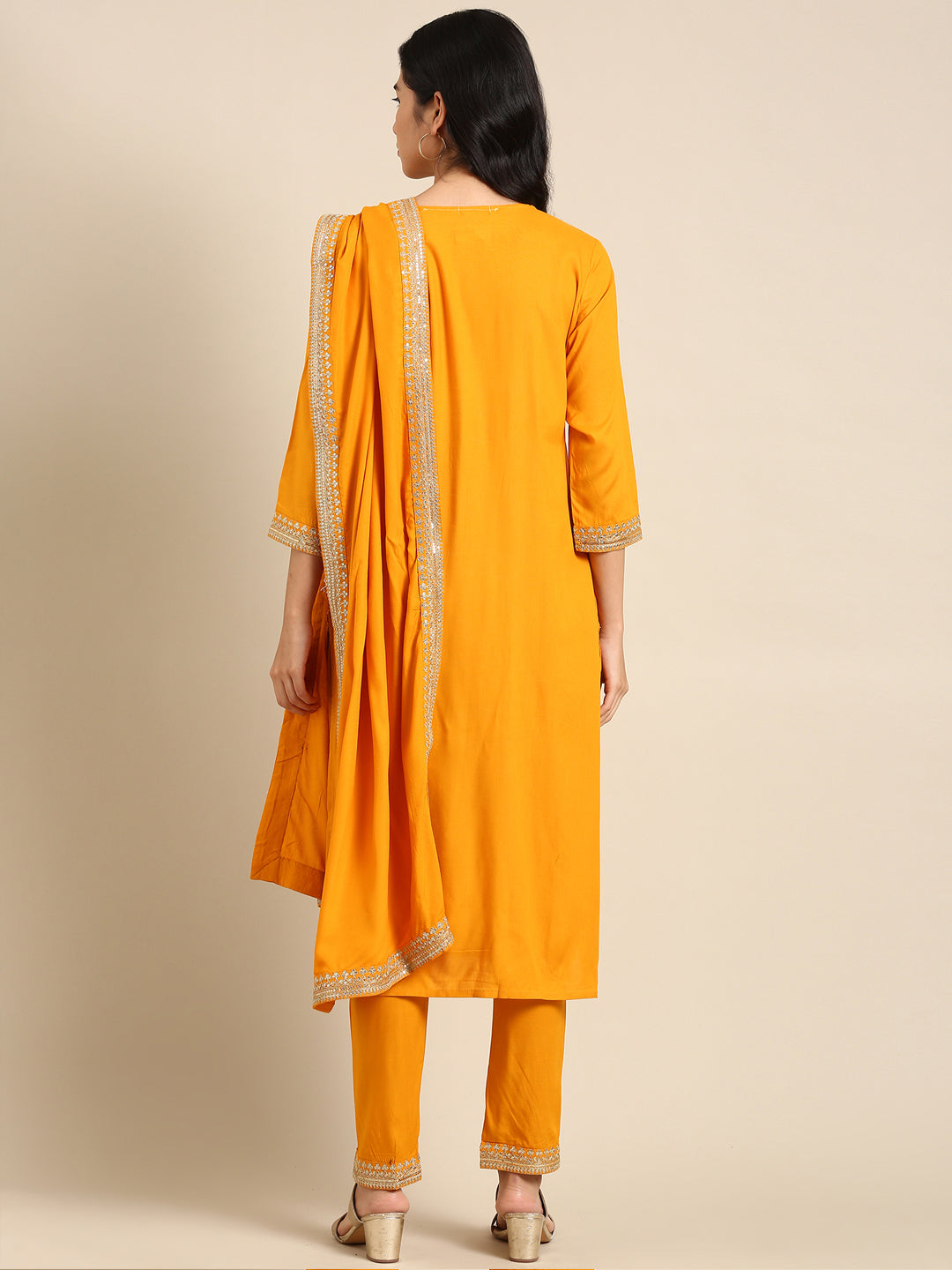 Women's Yellow Solid Kurta Set