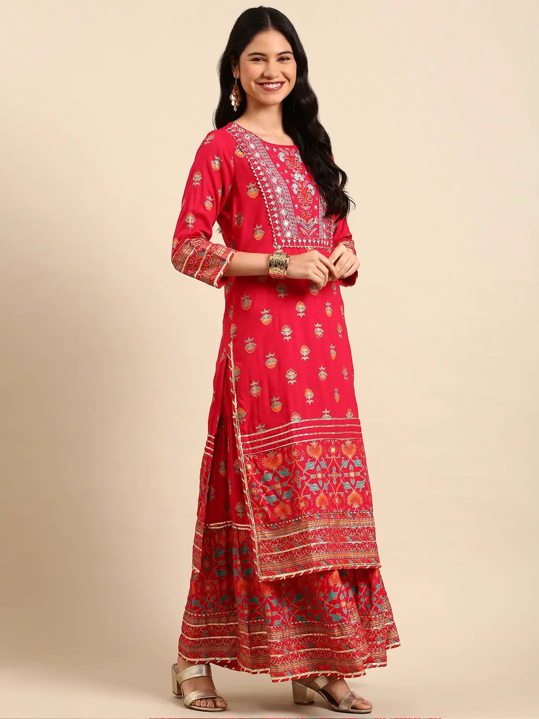Women's Pink Printed Kurta Set