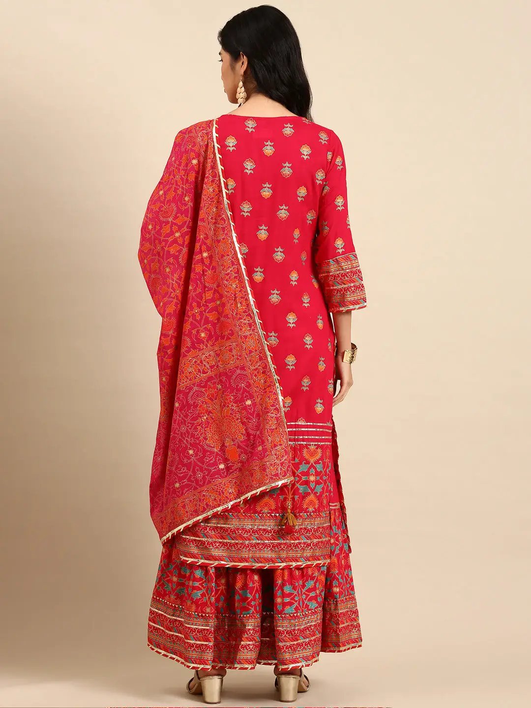 Women's Pink Printed Kurta Set