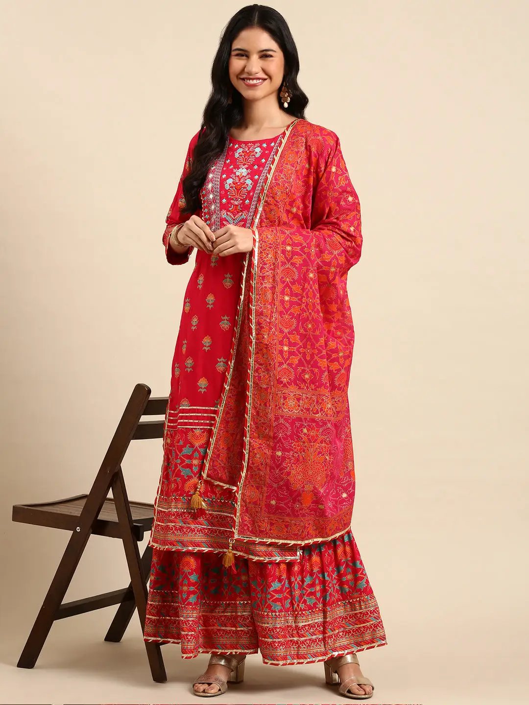 Women's Pink Printed Kurta Set