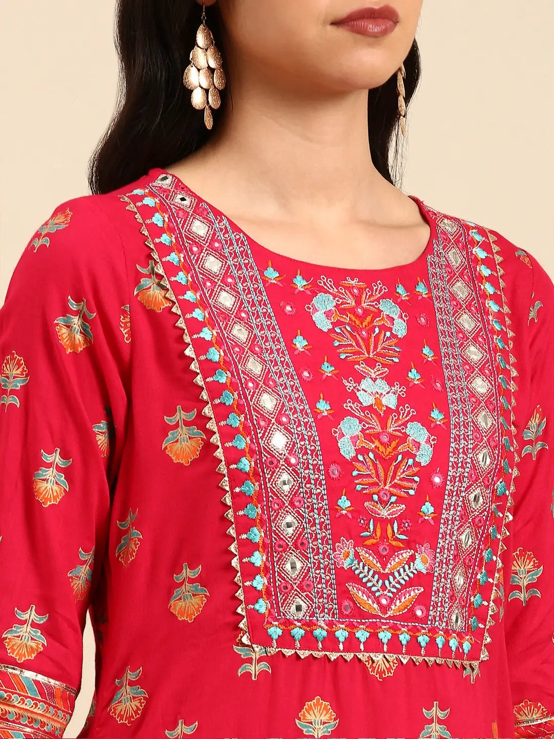 Women's Pink Printed Kurta Set