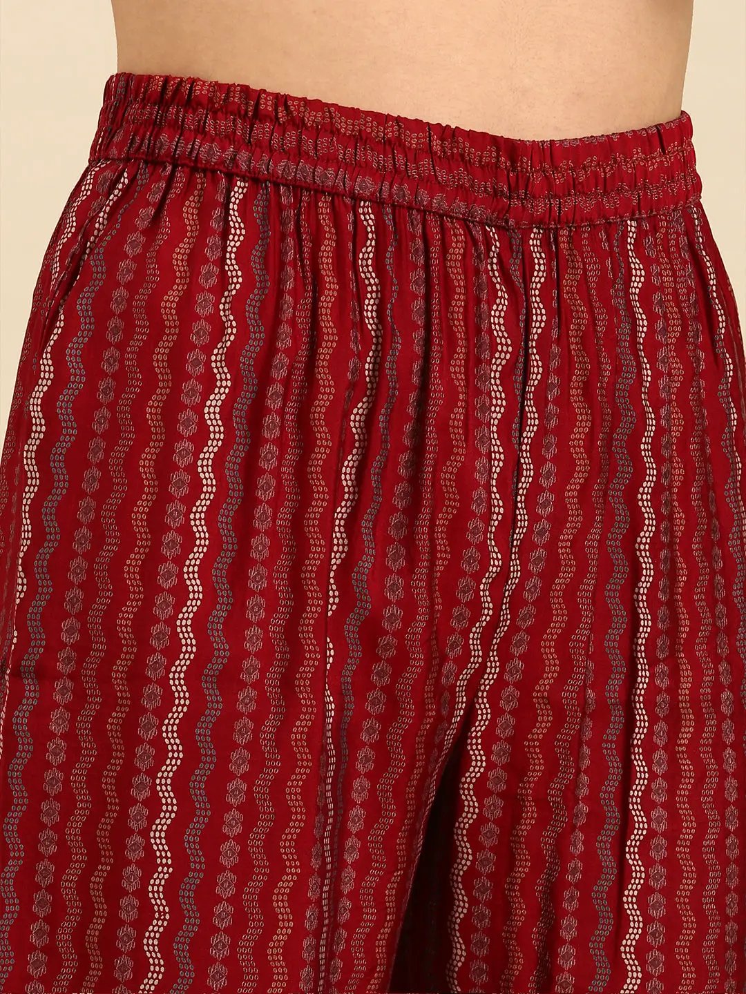 Women's Maroon Printed Kurta Set