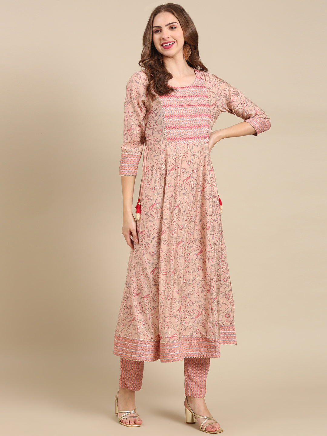 Women's Pink Printed Kurta Set