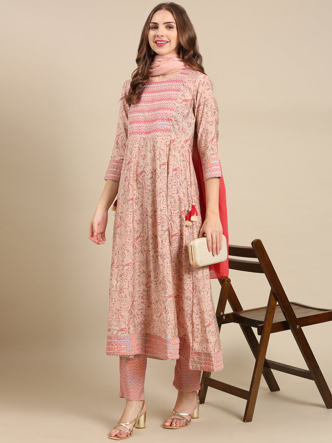 Women's Pink Printed Kurta Set