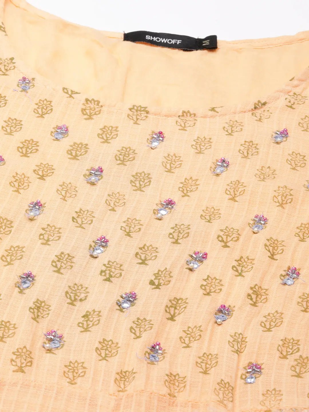 Women's Peach Floral Anarkali Kurta
