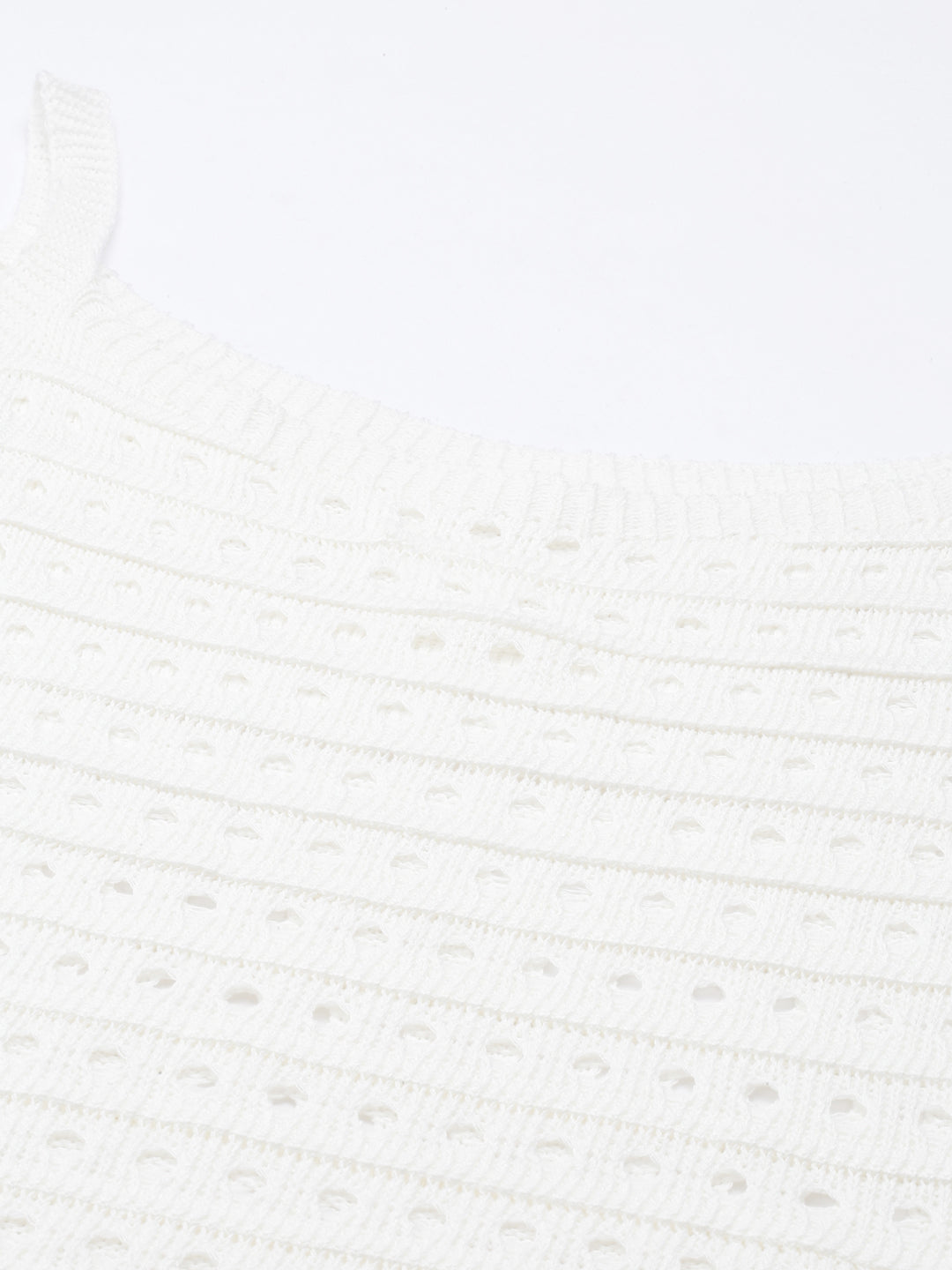 Women's White Textured Crop Top