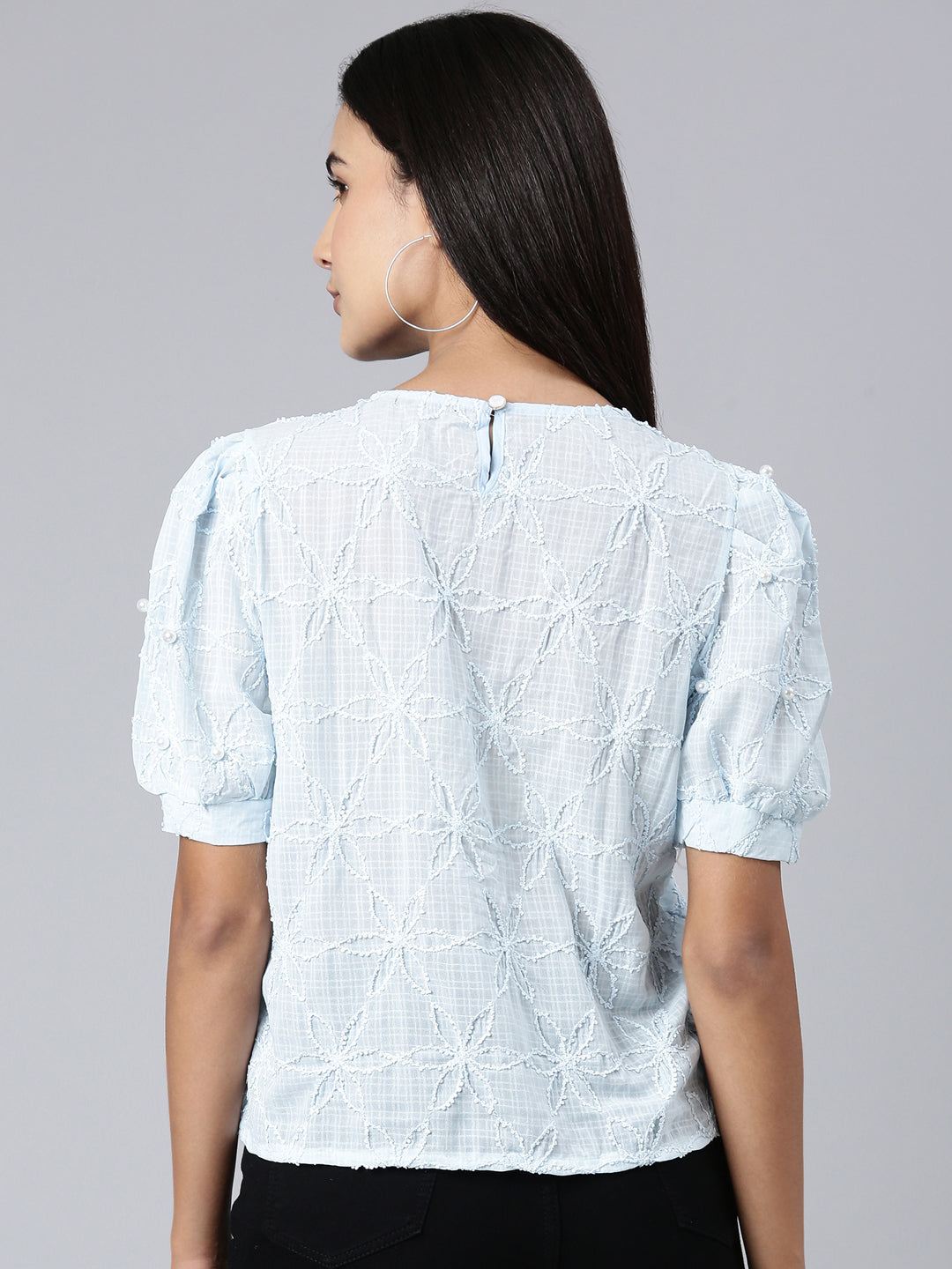 Women Blue Embellished Top