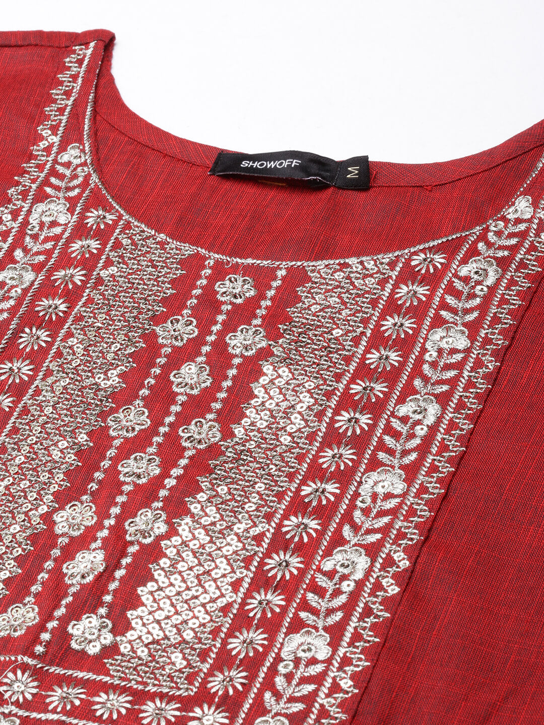 Women's Straight Maroon Solid Kurta