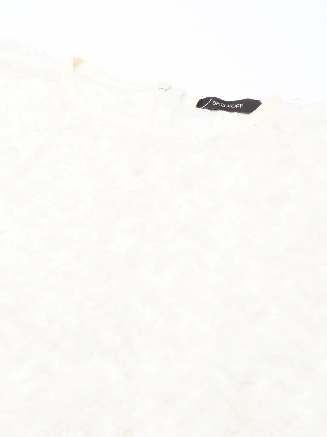 Women's Cream Solid Crop Top